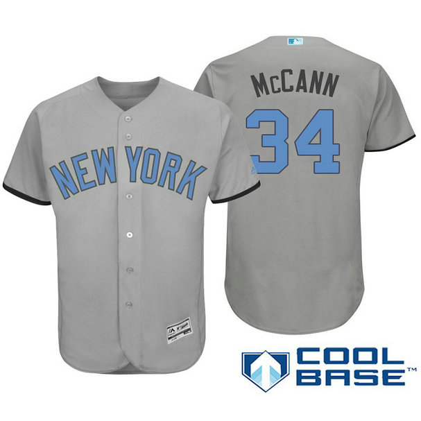 New York Yankees #34 Brian Mccann Grey Fashion 2016 Father's Day Cool Base Jersey