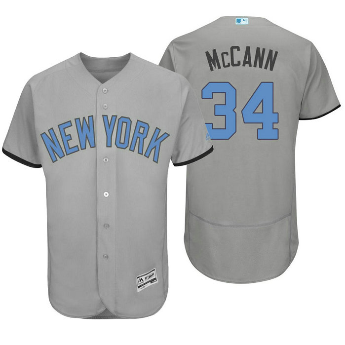 New York Yankees #34 Brian Mccann Grey Fashion 2016 Father's Day Flex Base Jersey