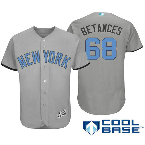 New York Yankees #68 Dellin Betances Grey Fashion 2016 Father's Day Cool Base Jersey