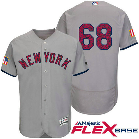 New York Yankees #68 Dellin Betances Grey Stars & Stripes 2016 Independence Day Flex Base Jersey