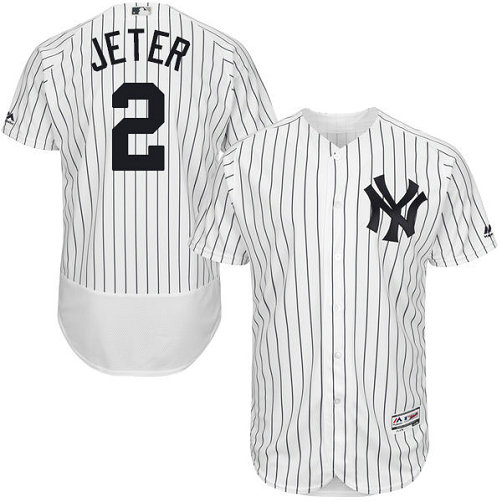 New York Yankees #2 Derek Jeter White Flexbase Authentic Collection Jersey New York Yankees #2 Derek Jeter White Flexbase Authentic Collection Jersey