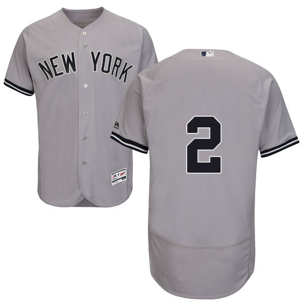 New York Yankees Derek Jeter #2 Grey Authentic Collection Flexbase Player Jersey New York Yankees Derek Jeter #2 Grey Authentic Collection Flexbase Player Jersey