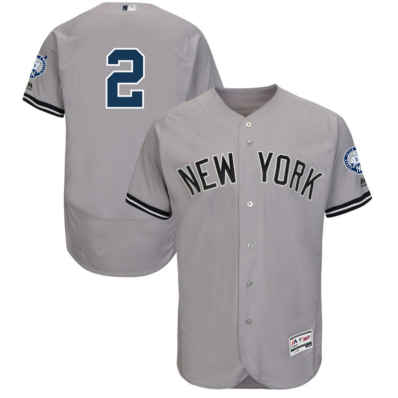 New York Yankees Derek Jeter #2 Grey Retirement Patch Road Flex Base Jersey New York Yankees Derek Jeter #2 Grey Retirement Patch Road Flex Base Jersey