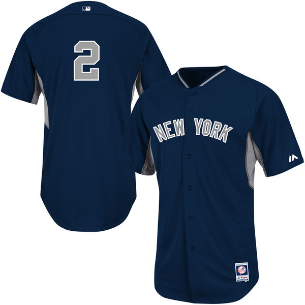 New York Yankees #2 Derek Jeter On-Field Navy Official Cool Base Jersey New York Yankees #2 Derek Jeter On-Field Navy Official Cool Base Jersey