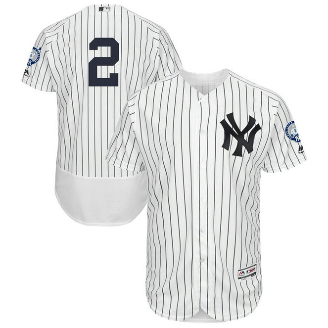 New York Yankees Derek Jeter #2 White Retirement Patch Home Flex Base Jersey New York Yankees Derek Jeter #2 White Retirement Patch Home Flex Base Jersey