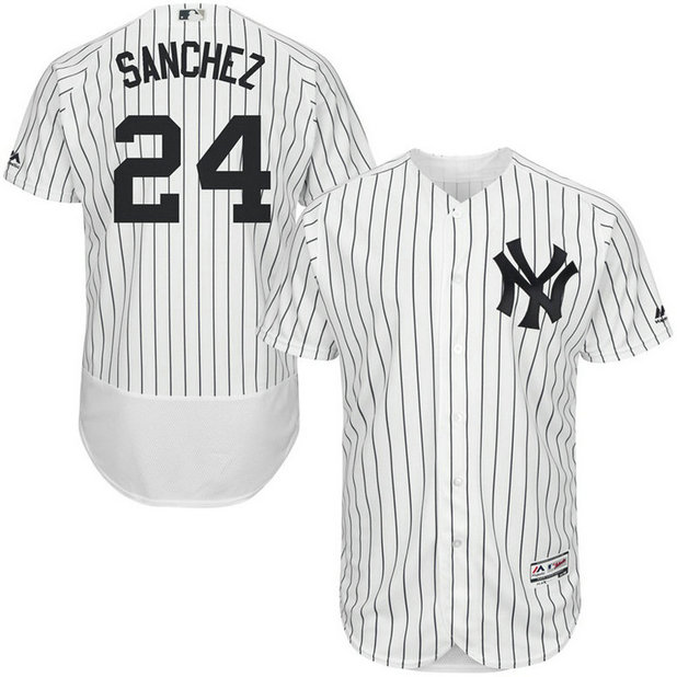 New York Yankees Gary Sanchez #24 White Home Flex Base Jersey