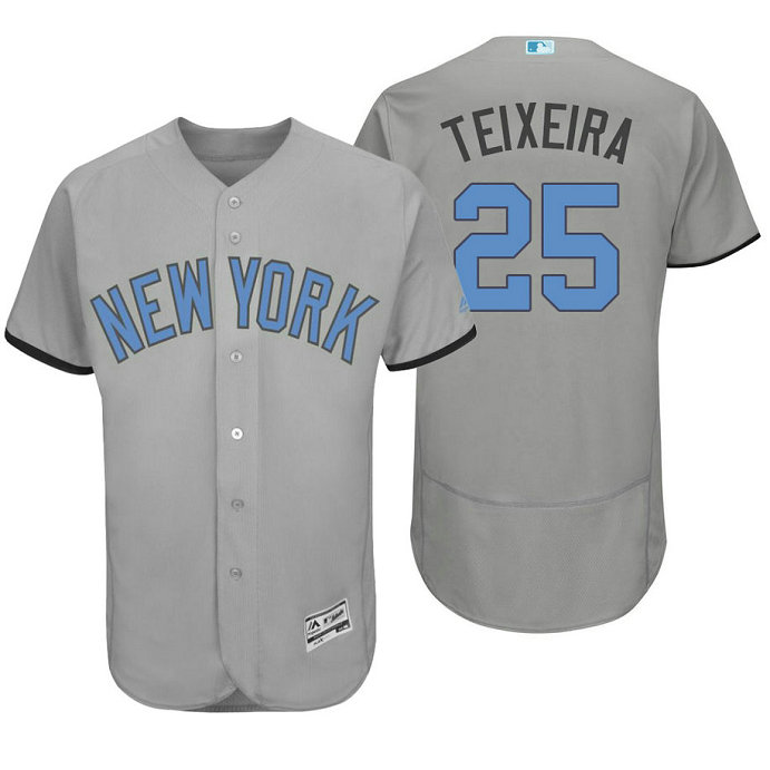 New York Yankees #25 Mark Teixeira Grey Fashion 2016 Father's Day Flex Base Jersey