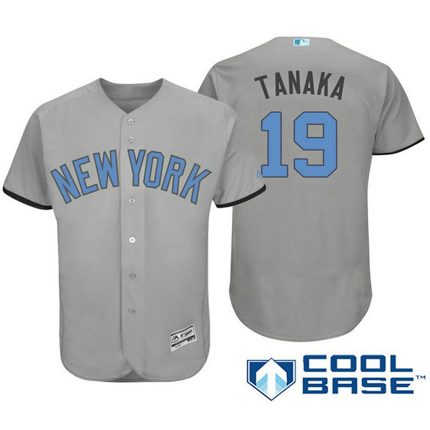 New York Yankees #19 Masahiro Tanaka Grey Fashion 2016 Father's Day Cool Base Jersey