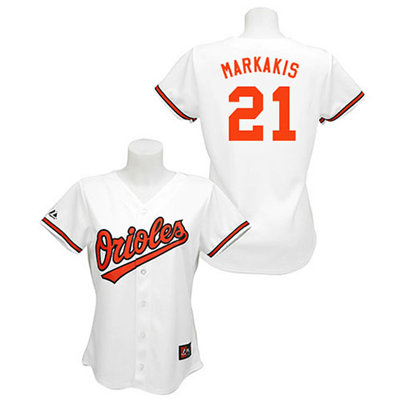 Baltimore Orioles #21 Nick Markakis White Home WoFashion Jersey Baltimore Orioles #21 Nick Markakis White Home WoFashion Jersey