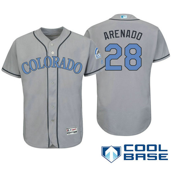 Colorado Rockies #28 Nolan Arenado Grey Fashion 2016 Father's Day Cool Base Jersey Colorado Rockies #28 Nolan Arenado Grey Fashion 2016 Father's Day Cool Base Jersey