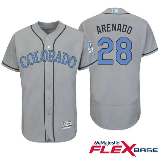 Colorado Rockies #28 Nolan Arenado Grey Fashion 2016 Father's Day Flex Base Jersey