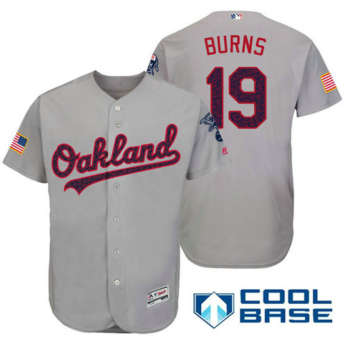 Oakland Athletics #19 Billy Burns Grey Stars & Stripes 2016 Independence Day Cool Base Jersey