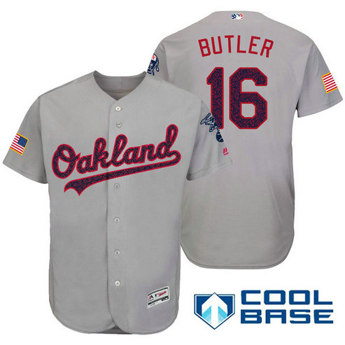 Oakland Athletics #16 Billy Butler Grey Stars & Stripes 2016 Independence Day Cool Base Jersey