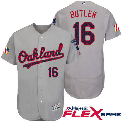 Oakland Athletics #16 Billy Butler Grey Stars & Stripes 2016 Independence Day Flex Base Jersey
