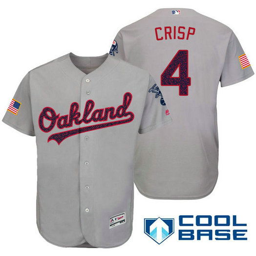 Oakland Athletics #4 Coco Crisp Grey Stars & Stripes 2016 Independence Day Cool Base Jersey Oakland Athletics #4 Coco Crisp Grey Stars & Stripes 2016 Independence Day Cool Base Jersey