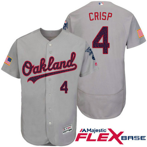 Oakland Athletics #4 Coco Crisp Grey Stars & Stripes 2016 Independence Day Flex Base Jersey Oakland Athletics #4 Coco Crisp Grey Stars & Stripes 2016 Independence Day Flex Base Jersey