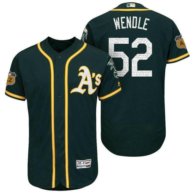 Oakland Athletics Joey Wendle #52 Green 2017 Spring Training Cactus League Patch Authentic Collection Flex Base Jersey Oakland Athletics Joey Wendle #52 Green 2017 Spring Training Cactus League Patch Authentic Collection Flex Base Jersey