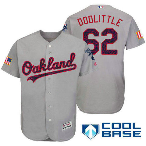 Oakland Athletics #62 Sean Doolittle Grey Stars & Stripes 2016 Independence Day Cool Base Jersey Oakland Athletics #62 Sean Doolittle Grey Stars & Stripes 2016 Independence Day Cool Base Jersey