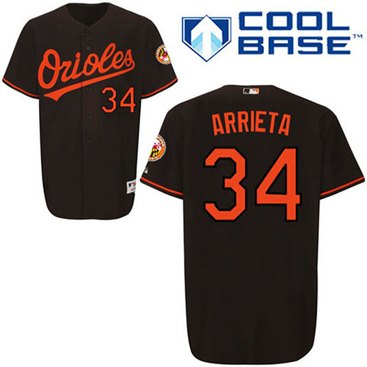 Baltimore Orioles #34 Jake Arrieta Black Alternate Cool Base Jersey