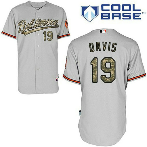 Baltimore Orioles #19 Chris Davis Authentic Grey USMC Cool Base Jersey