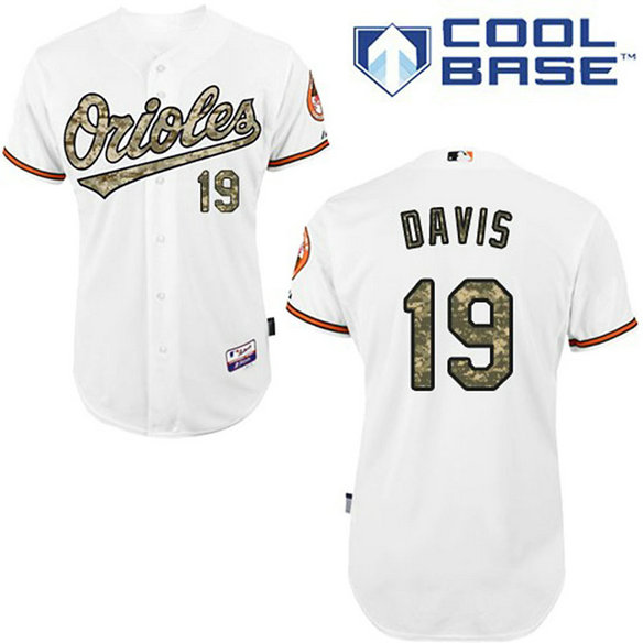 Baltimore Orioles #19 Chris Davis Authentic White USMC Cool Base Jersey