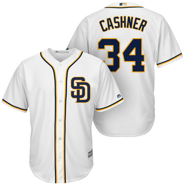 San Diego Padres #34 Andrew Cashner White Cool Base Jersey San Diego Padres #34 Andrew Cashner White Cool Base Jersey