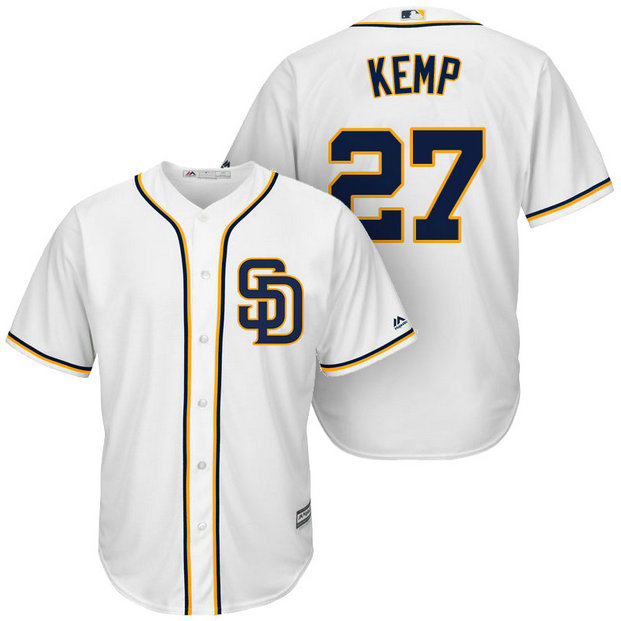 San Diego Padres #27 Matt Kemp White Cool Base Jersey