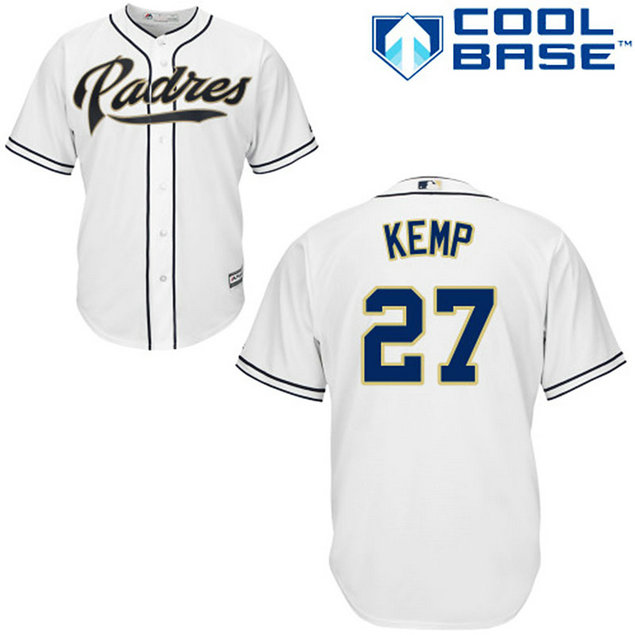 San Diego Padres #27 Matt Kemp Cool Base Home Jersey San Diego Padres #27 Matt Kemp Cool Base Home Jersey