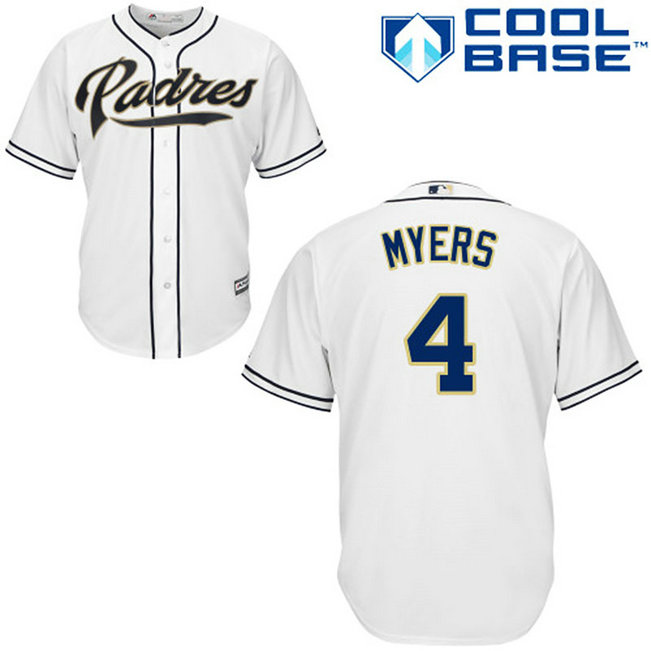 San Diego Padres #4 Wil Myers Authentic White Home Cool Base Jersey