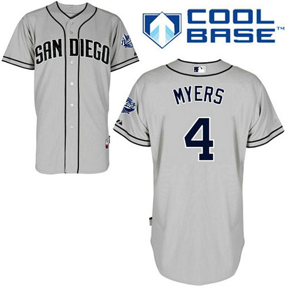 San Diego Padres #4 Wil Myers Authentic Grey Away Cool Base Jersey