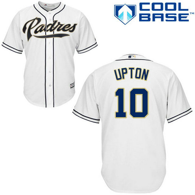 San Diego Padres #10 Justin Upton Authentic White Home Cool Base Jersey