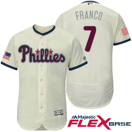 Philadelphia Phillies #7 Maikel Franco Cream Stars & Stripes 2016 Independence Day Flex Base Jersey Philadelphia Phillies #7 Maikel Franco Cream Stars & Stripes 2016 Independence Day Flex Base Jersey