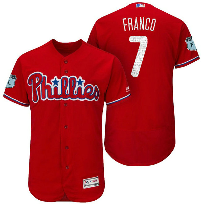 Philadelphia Phillies Maikel Franco #7 Scarlet 2017 Spring Training Grapefruit League Patch Authentic Collection Flex Base Jersey Philadelphia Phillies Maikel Franco #7 Scarlet 2017 Spring Training Grapefruit League Patch Authentic Collection Flex Base Jersey