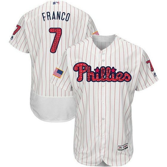 Maikel Franco #7 Philadelphia Phillies 2017 Stars & Stripes Independence Day White Flex Base Jersey Maikel Franco #7 Philadelphia Phillies 2017 Stars & Stripes Independence Day White Flex Base Jersey