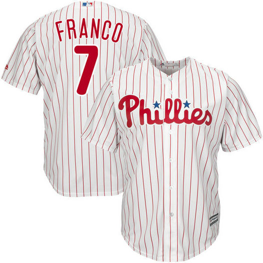 Philadelphia Phillies #7 Maikel Franco White/Red Official Cool Base Jersey Philadelphia Phillies #7 Maikel Franco White/Red Official Cool Base Jersey