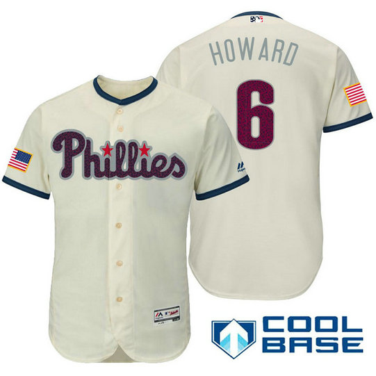 Philadelphia Phillies #6 Ryan Howard Cream Stars & Stripes 2016 Independence Day Cool Base Jersey Philadelphia Phillies #6 Ryan Howard Cream Stars & Stripes 2016 Independence Day Cool Base Jersey
