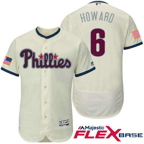 Philadelphia Phillies #6 Ryan Howard Cream Stars & Stripes 2016 Independence Day Flex Base Jersey Philadelphia Phillies #6 Ryan Howard Cream Stars & Stripes 2016 Independence Day Flex Base Jersey