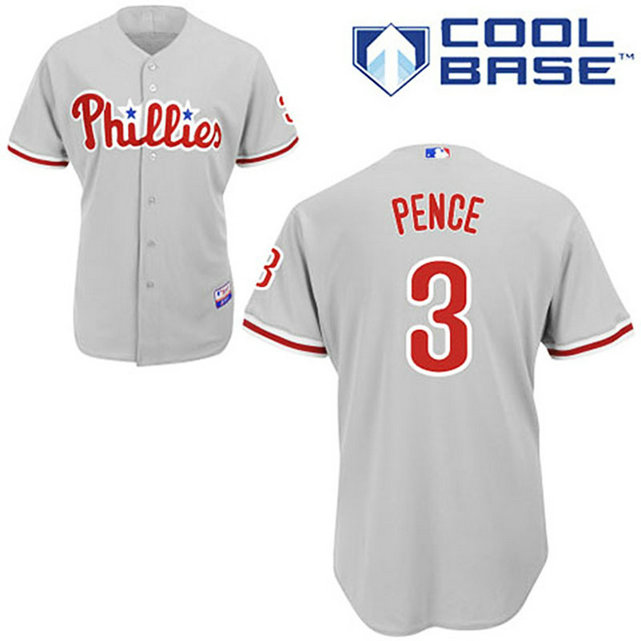Philadelphia Phillies #3 Hunter Pence Grey Away Cool Base Jersey
