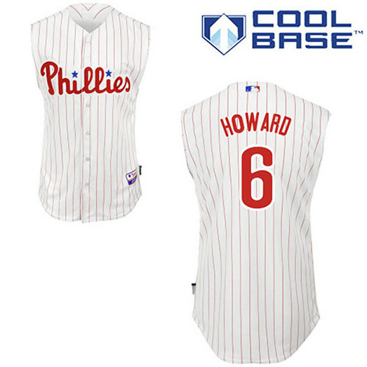 Philadelphia Phillies #6 Ryan Howard Vest Style White(Red Strip) Jersey Philadelphia Phillies #6 Ryan Howard Vest Style White(Red Strip) Jersey