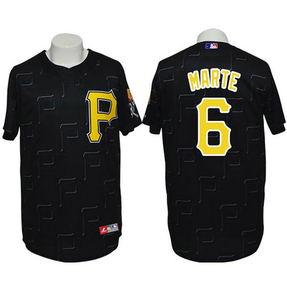 Pittsburgh Pirates #6 Starling Marte Conventional 3D Version Black Jersey Pittsburgh Pirates #6 Starling Marte Conventional 3D Version Black Jersey