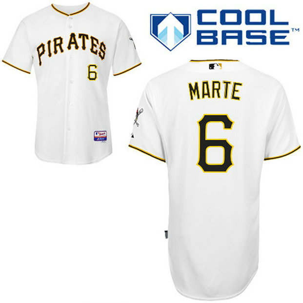 Pittsburgh Pirates #6 Starling Marte Authentic White Home Cool Base Jersey Pittsburgh Pirates #6 Starling Marte Authentic White Home Cool Base Jersey