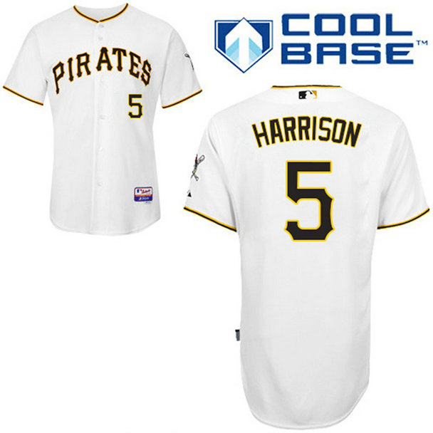 Pittsburgh Pirates #5 Josh Harrison Authentic White Home Cool Base Jersey Pittsburgh Pirates #5 Josh Harrison Authentic White Home Cool Base Jersey