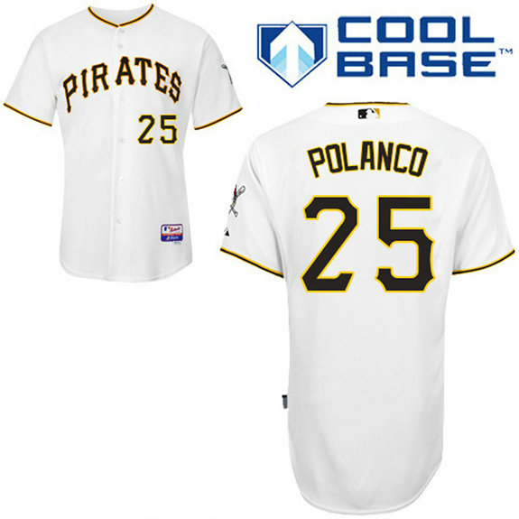 Pittsburgh Pirates #25 Gregory Polanco Authentic White Home Cool Base Jersey Pittsburgh Pirates #25 Gregory Polanco Authentic White Home Cool Base Jersey
