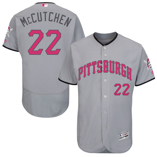 Pittsburgh Pirates #22 Andrew McCutchen Grey Road 2016 Mother's Day Flex Base Jersey Pittsburgh Pirates #22 Andrew McCutchen Grey Road 2016 Mother's Day Flex Base Jersey
