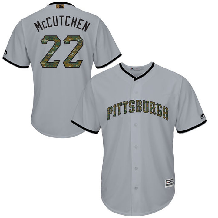 Pittsburgh Pirates Andrew McCutchen #22 Grey Camo Fashion 2016 Memorial Day Cool Base Jersey