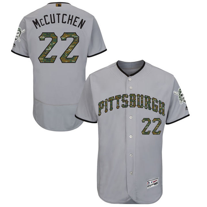 Pittsburgh Pirates Andrew McCutchen #22 Grey Camo Fashion 2016 Memorial Day Flex Base Jersey