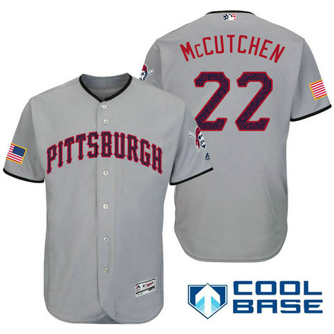 Pittsburgh Pirates #22 Andrew McCutchen Grey Stars & Stripes 2016 Independence Day Cool Base Jersey Pittsburgh Pirates #22 Andrew McCutchen Grey Stars & Stripes 2016 Independence Day Cool Base Jersey