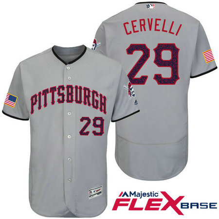 Pittsburgh Pirates #29 Francisco Cervelli Grey Stars & Stripes 2016 Independence Day Flex Base Jersey