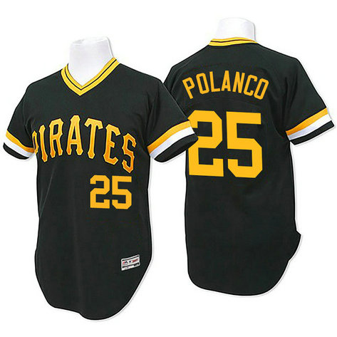 Pittsburgh Pirates Gregory Polanco #25 Black Throwback Flex Base Jersey