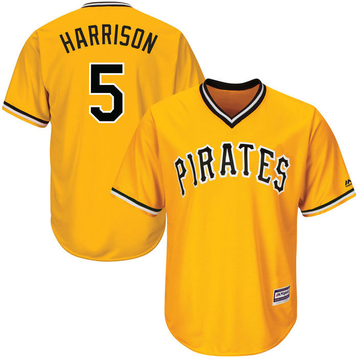 Pittsburgh Pirates Josh Harrison #5 Gold Official Throwback Cool Base Jersey Pittsburgh Pirates Josh Harrison #5 Gold Official Throwback Cool Base Jersey